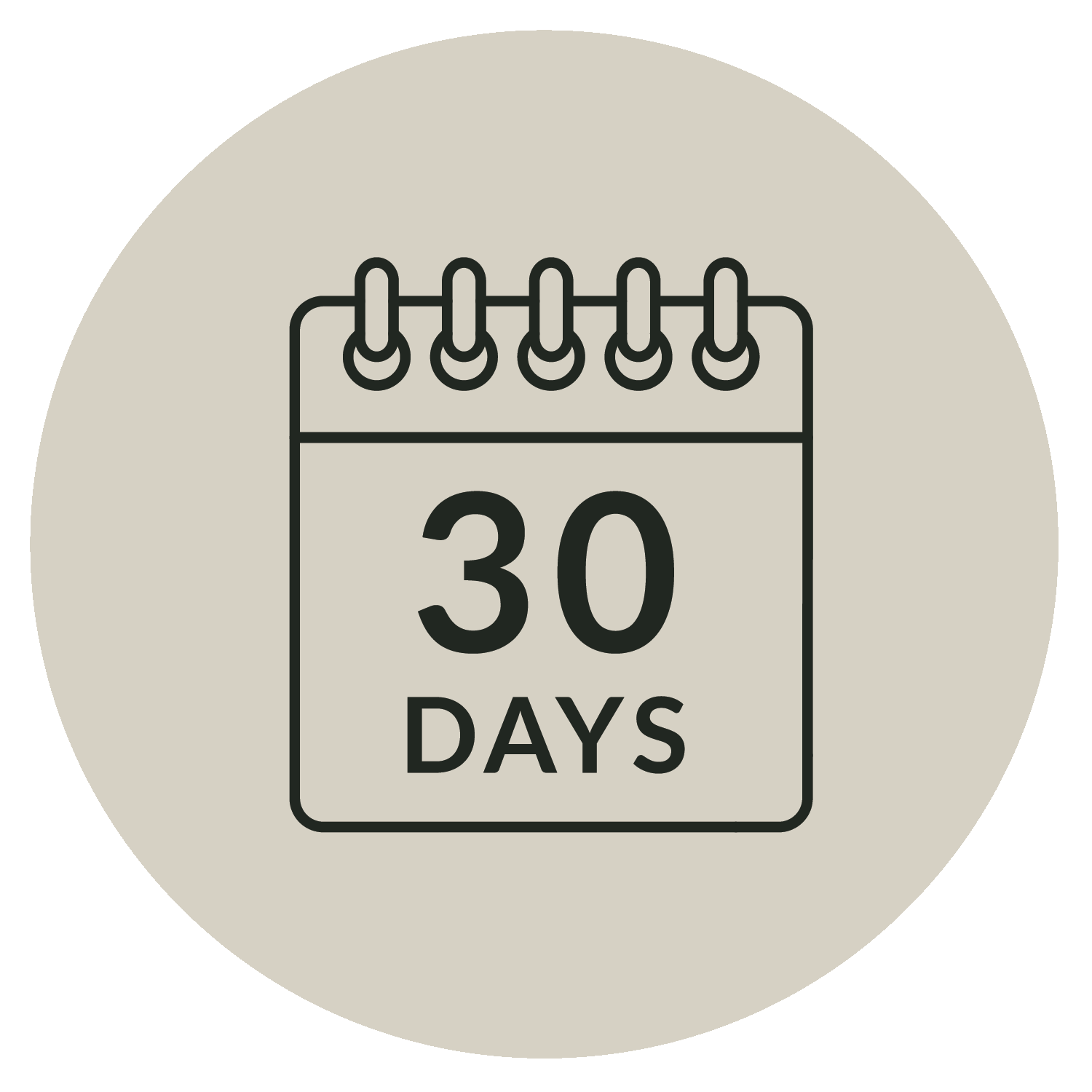 Calendar icon with the text 30 DAYS indicating a 30-day period.