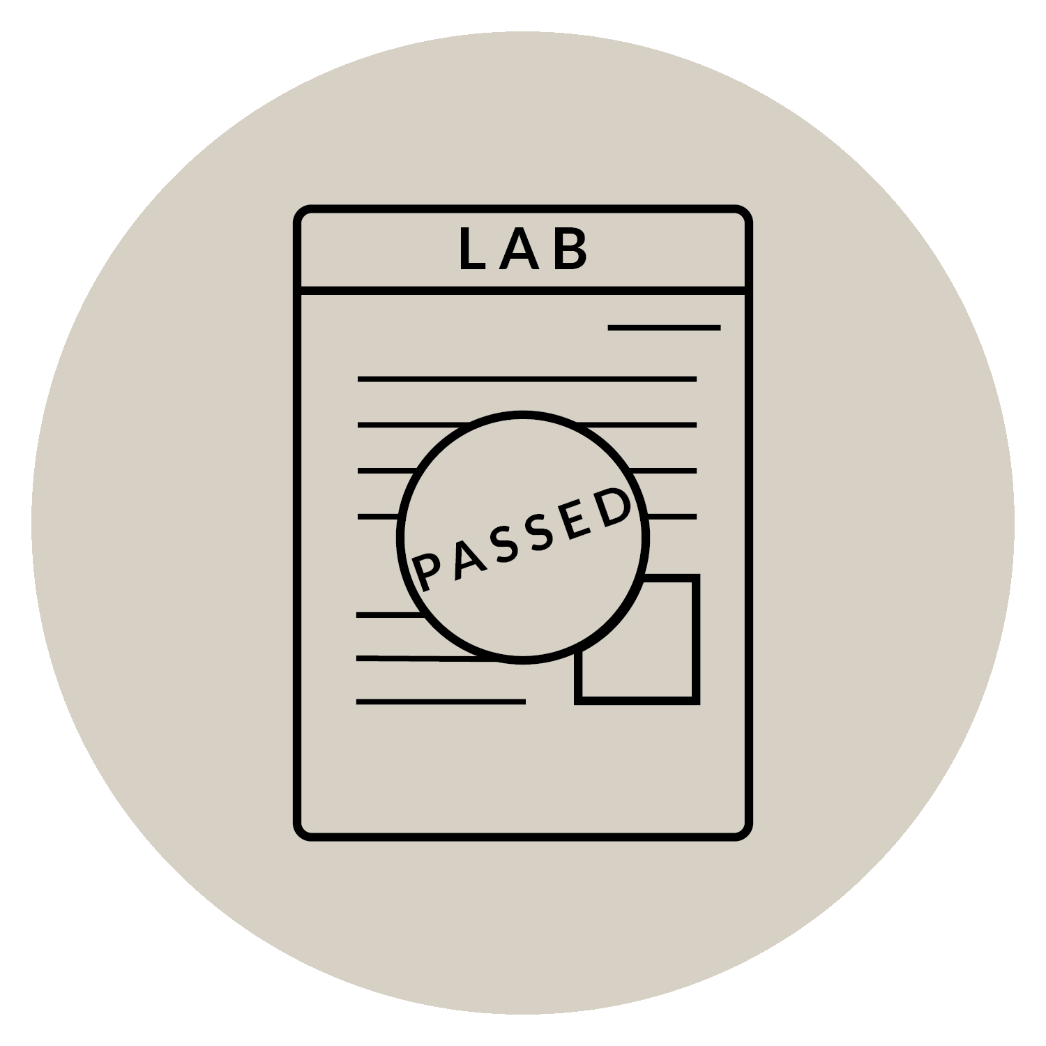 Document titled LAB with large circular stamp reading PASSED across its center